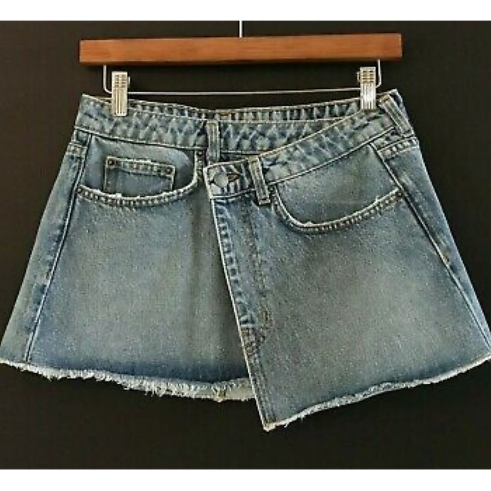 Carmar denim wrapped skirt